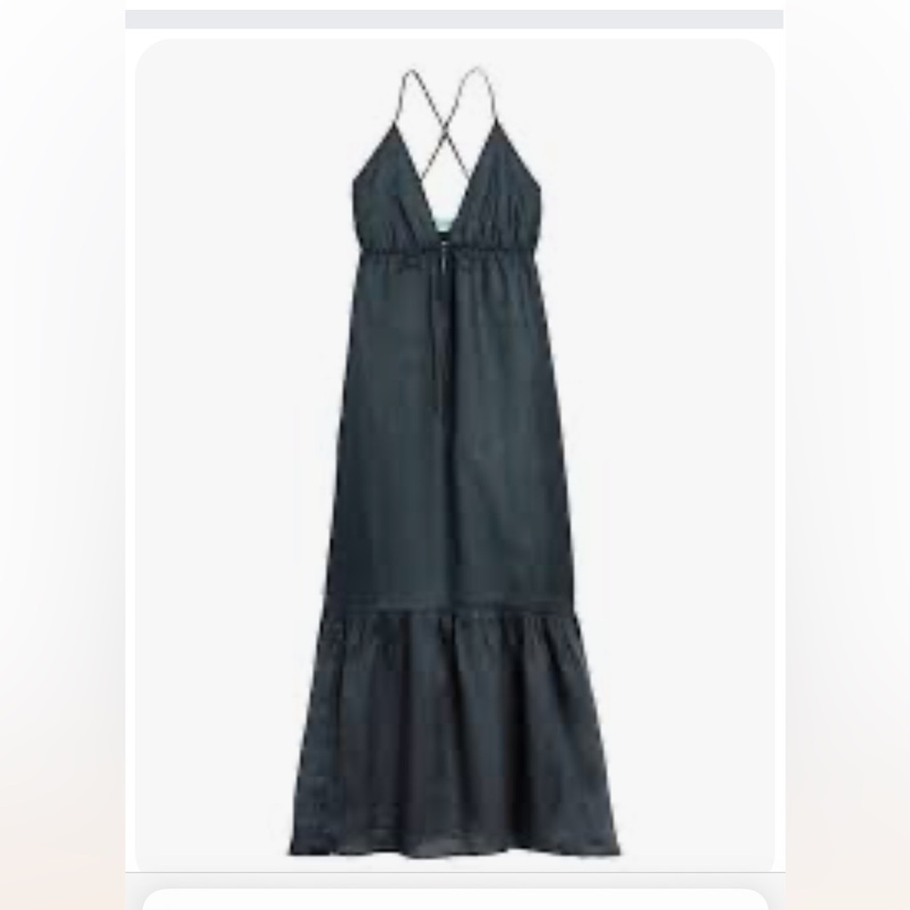 Banana Republic Ramie Green Slate Maxi Dress